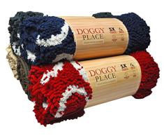 My Doggy Place -Ultra Saugfähige Mikrofaser Hund Fußmatte, Langlebig, Schnell Trocknende, , Halten Ihr Haus Sauber (Dunkelblau W / Paw Print, Läufer) - 60 X 36 Zoll