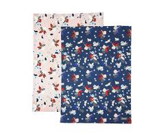 Dexam 16141273 Bloom Geschirrtücher, Indigo & Blush, 2 Stück, baumwolle