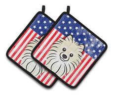 Caroline s Treasures American Flagge & Pommerschen Paar Topflappen bb2137pthd, 7.5hx7.5 W, multicolor