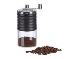 Relaxdays Manuelle Kaffeemühle, verstellbares Keramikmahlwerk, bis zu 3 Tassen, Handkurbel, Espressomühle, schwarz