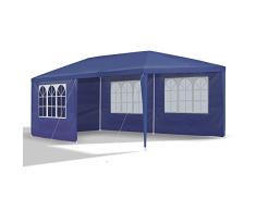 JOM Gartenpavillon 3 x 6 m, blau, Pavillon, Pavillion, Partyzelt, Festzelt, Gartenzelt, mit 6 Seitenwänden 110G PE