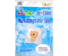 mistervac MV 601 / Staubsaugerbeutel Vlies 5-lagig / Vorteilspack 30 Tüten + 6 Filter mit Vierer Düsenset / für Bosch Ergomaxx BSG, Siemens Dynapower und Privileg