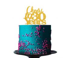 Cheers zu 30 Jahren Kuchen Topper Gold Acryl für 30. Geburtstag, Jahrestag oder Freundschaft Kuchen, Party Dekoration