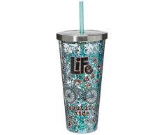 Spoontiques Weinglas, Edelstahl Das Leben ist eine schöne Fahrt (Life is a Beautiful Ride) 20 ounces blau