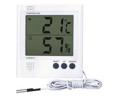 EMOS E8471 Digitales Thermometer und Hygrometer, Aussenthermometer/Innenthermometer mit 2m Kabelsensor, batteriebetrieben, Kunststoff, weiß