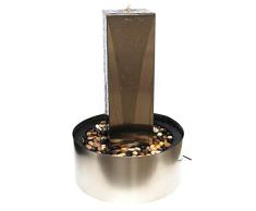 Dehner Gartenbrunnen Skyline mit LED Beleuchtung, ca. 80 x 53 x 53 cm, Edelstahl, silber