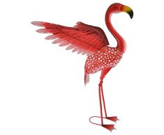Green Jem Solar Flamingo mit Kopf nach vorn, Metall Garten Dekoration, Mehrfarbig, 56 x 47 x 86 cm