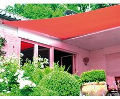 Floracord 06-77-07-49 Vierecksonnensegel mit Regenschutz 3 x 4 m inklusive Zubehör mit dauerelastischen Spanngurten, terracotta