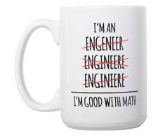 Kaffeebecher mit AufschriftIm An Engineer Good With Math, 425 ml, doppelseitig 15 oz weiß
