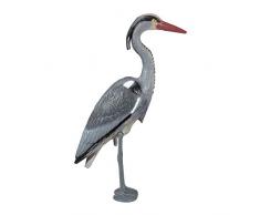 Relaxdays, grau Dekofigur Reiher, Schutz gegen Fischreiher, stehender Graureiher, in Boden einsteckbar, Garten Teich, PE, 1 Stück