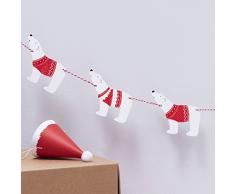 Ginger Ray ST-217 Santa & Friends Wimpelkette Eisbär aus Holz, rot