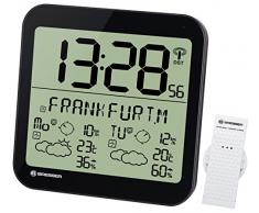 Bresser große LCD Wetterstation Funkuhr Wanduhr mit 4 Tage und Nächte Wettervorhersage und 6cm großen Uhrzeitziffern für Wand und Standmontage inklusive Außensensor, schwarz