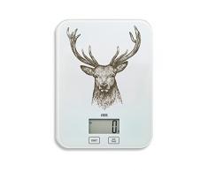 ADE Digitale Küchenwaage KE 1727 Resi. Elektronische Waage für Küche und Haushalt mit auffälligem Hirsch-Motiv. Präzise wiegen bis 5 kg, Zuwiegefunktion, LCD-Display. Inklusive Batterie. Weiß