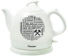 Bestron Wasserkocher im Retro Design, 0,8 Liter, Ca. 1800 Watt, Keramik, Aufdruck: Der Ruhrpott