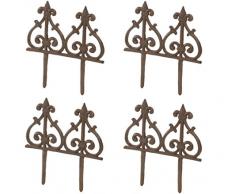 Dehner Beeteinfassung Speer nostalgisch, 4 Stück, je ca. 30,5 x 29,5 x 1 cm, Gusseisen, edelrostfarben