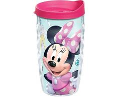 Tervis 1285393 Disney Minnie Mouse Smart & Positively Me Isolierbecher mit Wickel, 284 ml, gewellt, transparent Fuchsia Lid 10oz Wavy farblos