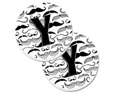 Caroline s Treasures Buchstabe Y Initiale Schnurrbart Set von 2 Tasse Halterung Auto Untersetzer cj2009-ycarc, 2,56, multicolor