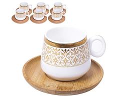 Alisveristime Kaffeetasse mit Untertasse aus Porzellan, arabisches Muster, 12 Stück Ottomane
