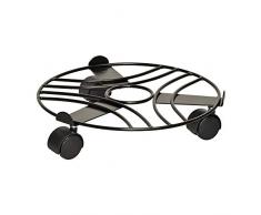 WAGNER Pflanzenroller Black Ø 30 cm I Black Edition Pflanzenroller für Innenbereich, schwarz beschichtet I Blumenroller aus Stahl I Kübelroller mit Randbegrenzung I Tragkraft 60 kg – 20093501