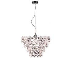 Naeve Leuchten Crystal Pendelleuchte, Metall, E27, 60 W, Chrom, 38 x 120 cm