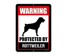 Honey Dew Gifts Rottweiler Schild Warnung durch Rottweiler 22,9 x 30,5 cm Vorsicht vor Hund Achtung Metall Aluminium Blechschild, Beware of Dog Zeichen für Zaun