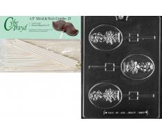 Cybrtrayd Ovaler Osterkorb für Lolly Ostern Schokolade Süßigkeiten Form mit 25 11,4 cm Lollipop Sticks