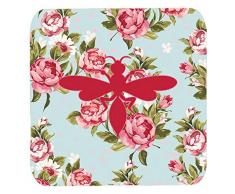 Caroline s Treasures bb1054-rs-bu-fc Wasp Shabby Chic Blue Roses Schaumstoff Untersetzer (4 Stück), 8,9 cm H x 8,9 cm W, multicolor