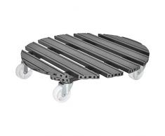 WAGNER Pflanzenroller WPC Ø 50 cm I Pflanzenroller & Blumenroller für Außenbereich + Innenbereich, anthrazit I Kübelroller aus WPC (Wood Plastic Composite) I Tragkraft 100 kg – 20056501