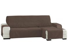Eysa Praktische Sofahüllen, Chaiselongue 240 cm, Rechte Vorderansicht, Stoff, Braun, Drei Quadrate