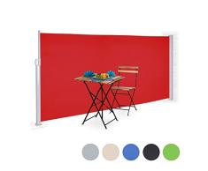 Relaxdays Seitenmarkise ausziehbar, Rollo für Balkon, Garten, Wand, UV-beständiger Sichtschutz HxB: 180 x 300 cm, rot