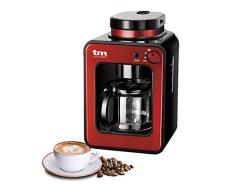 TM Electron Mini-Kaffeemaschine mit Kaffeemühle, 4 Tassen, für Kaffeebohnen, 600 W, waschbarer Filter rot