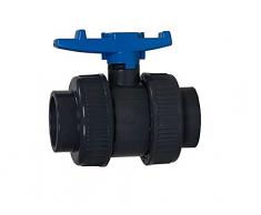Aquaforte PVC Kugelhahn mit beidseitigen Überwurf, Ø 40 mm Klebemuffe