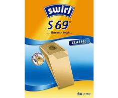 Swirl S 69 Spezialpapier Staubsaugerbeutel für Siemens und Bosch Staubsauger, Classic, 6 Stück inkl. Filter