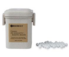 Rocksheat Keramik-Kuchengewichte Backbohnen Natürliche Lebensmittelqualität Kruste & Gebäck Utensilien mit Weizenstrohhalm Behälter (1000 g)