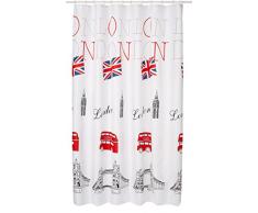 Bisk Duschvorhang London mit Ringen, 180 x 200 cm, mehrfarbig