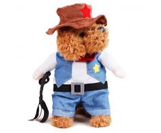 Xiaoyu Haustier Hund Katze Halloween Kostüme, Cowboy Jacke und Hut, super süße Kostüme für kleine Hunde & Katzen Cosplay, M