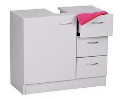 Wohnling Waschbecken-Unterschrank, 54 x 63 x 30 cm mit 1 Tür und 3 Schubladen, Unterstellschrank Bad mit Siphonausschnitt, Bad-Schrank klein Waschbecken, weiÃ