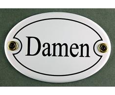 Buddel Bini Schild Emaille Türschild Damen, Klo Toiletten WC, weiß