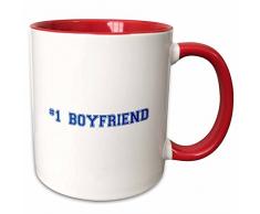 3dRose mug_151592_5# 1 Number One Best Boyfriend-Romantic Couple Gifts-Valentines Day Keramiktasse, keramik, rot/weiß