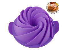 1 Stück Silikon Backgeschirr Big Kuchen rund Form 3D Große Spirale Sugarcraft Fondant Brot Schokolade Backen Form Design Gebäck Form Kuchen dekorieren Tools, violett, L