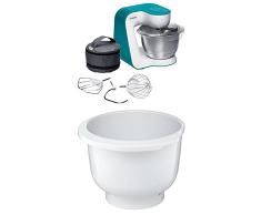 Bosch MUM54D00 Küchenmaschine StartLine (900 W, 3,9 L Edelstahl-Rührschüssel, einfaches Handling /Verstaulösung) dynamic blau + MUZ5KR1 Kunststoff-Rührschüssel für Küchenmaschine Mum5