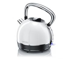 Arendo - Wasserkocher Edelstahl - Teekessel im Vintage Retro Style - 1,7 Liter - 2200 Watt - austauschbarer Kalkfilter - automatische Abschaltung - Weiß