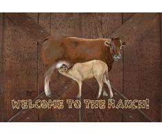 Carolines Treasures SB3084PLMT Tischset, Aufschrift „Welcome To The Ranch With The Cow And Baby“, Stoff, mehrfarbig