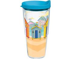 Tervis 1284932 Bright Cabanas Tumbler mit Wickel und türkisem Deckel, 680 ml, transparent