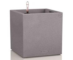 Lechuza CANTO Stone low 40, steingrau, Hochwertiger Kunststoff, Inkl. Bewässerungssystem, Herausnehmbarer Pflanzeinsatz, für Innen- und Außenbereich, 13720