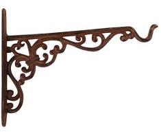 Esschert Design Wandhaken, Blumenhaken für Blumenampel, Hängekörbe, Größe M, ca. 25 cm x 2,4 cm x 19 cm