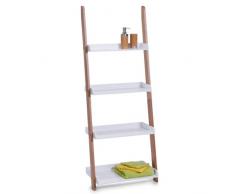 Zeller 18632 Leiter-Regal mit 4 Böden, Bamboo/Mitteldichte Holzfaserplatte (MDF), 55 x 30 x 145 cm, weiÃ