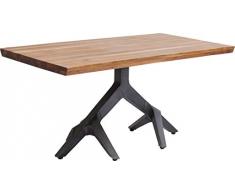Kare 83659 Tisch Roots Dark 180x90cm, kantiger Esszimmertisch, Esstisch mit ausgefallenem Wurzel-Gestell, Holztisch, Massivholztisch, (HxBxT) 77x180x90cm, Hellbraun