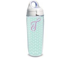 Tervis 1316640 INITIAL-T Isolierbecher mit Wickel und Deckel, 453 ml, Blaugrün Weiß mit Lakeside-Lavender-Deckel 24 oz Water Bottle - Tritan farblos