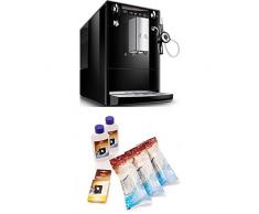 Melitta Caffeo Solo & Perfect Milk E957-101, Schlanker Kaffeevollautomat mit Auto-Cappuccinatore, Schwarz + Melitta 6er Pflegeset für Kaffeevollautomaten, Wasserfilter, Flüssigentkalker